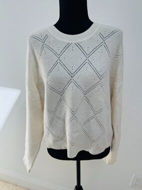 Vineyard Vines Cream Pointelle Cashmere Sweater Sz L